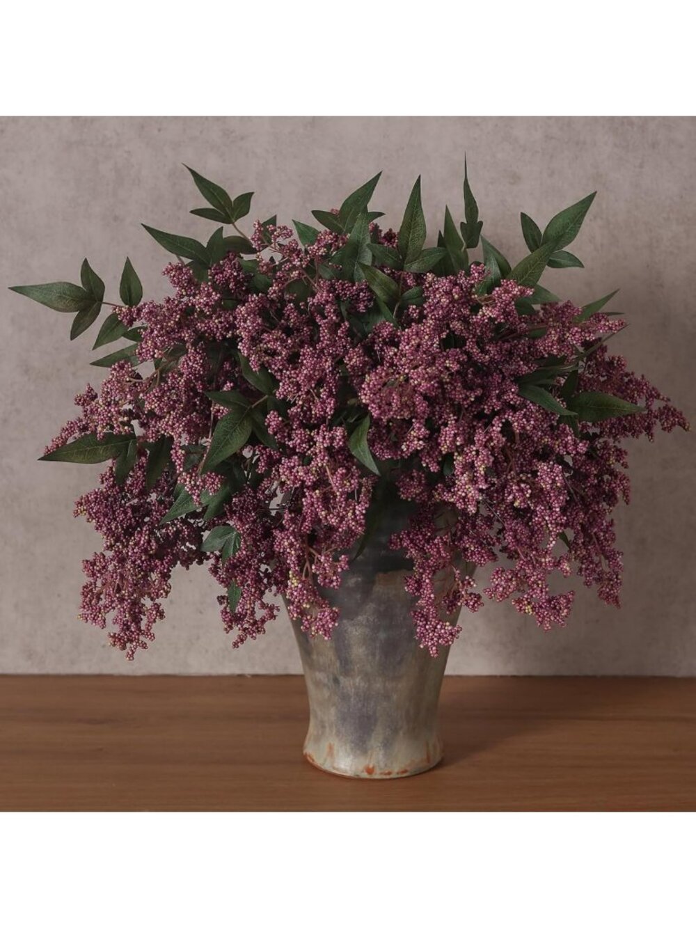 6 Pcs 17" Faux Nandina Berry Stems - Elegant Dusty Plum Decor for Home & Events